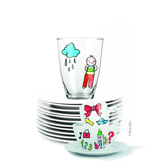 Marabu KiDS Porcelain & Glas filctoll szett - "Mega Fun", 10 x 1-3 mm
