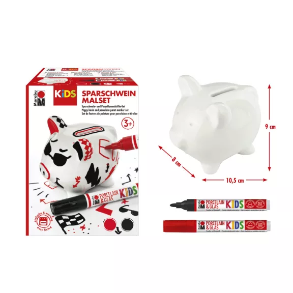 Marabu KiDS Porcelain & Glas filctoll szett - 2 db filc + malacpersely