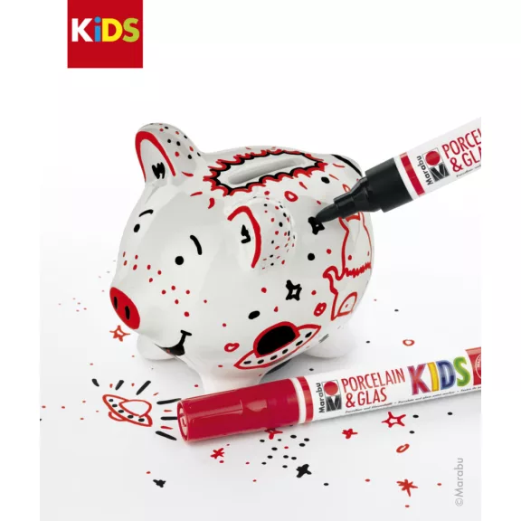 Marabu KiDS Porcelain & Glas filctoll szett - 2 db filc + malacpersely