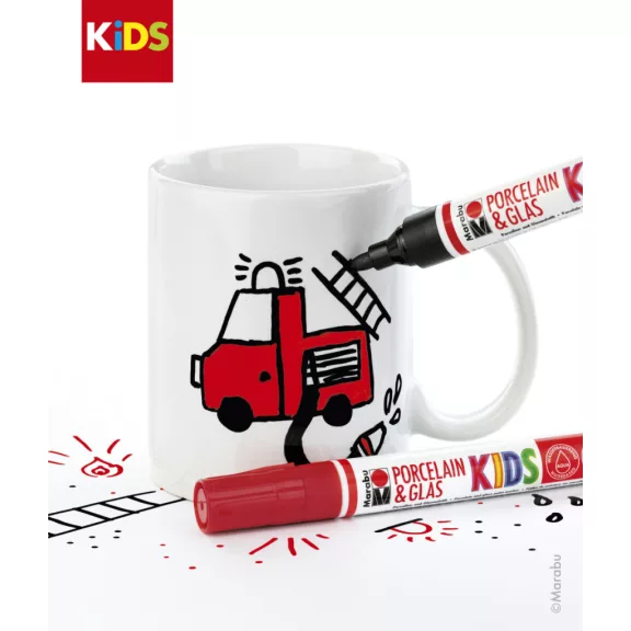 Marabu KiDS Porcelain & Glas filctoll szett - 2 db filc + bögre, fiúknak