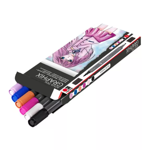 Marabu Aqua Pen Graphix akvarellfilc szett - "MA KE MANGA",6 db
