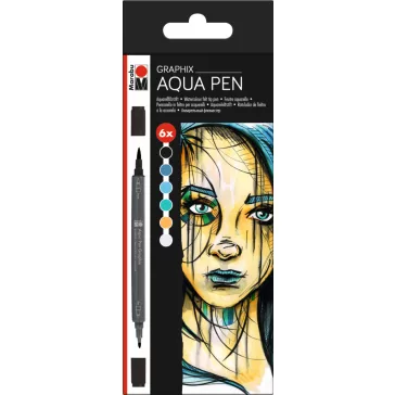   Marabu Aqua Pen Graphix akvarellfilc szett - "Metropolitan" válogatás, 6 db