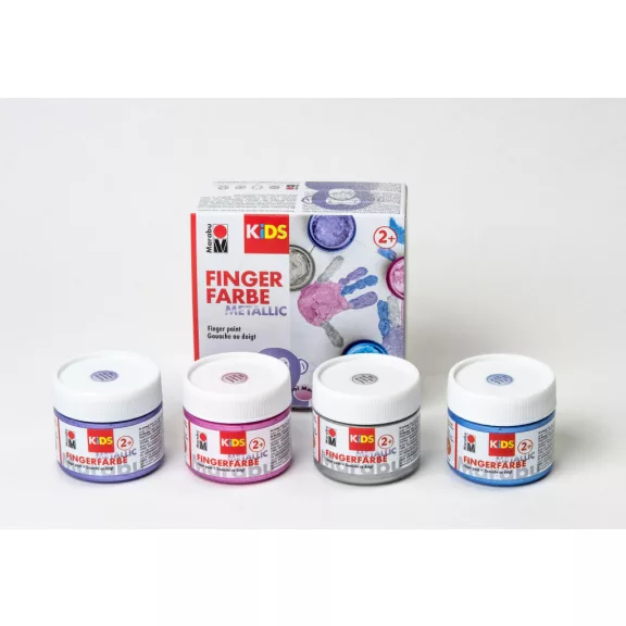 Marabu KiDS ujjfesték szett - "Fémhatású", 4 x 100 ml