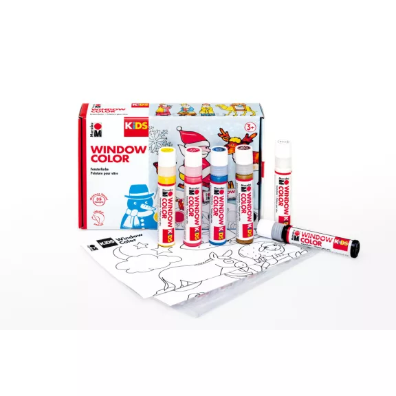 Marabu KiDS Window Color üvegmatrica festék szett - "Karácsony", 6 x 25 ml