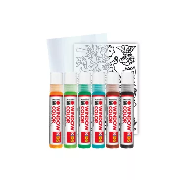   Marabu KiDS Window Color üvegmatrica festék szett - "Dinoszaurusz", 6 x 25 ml