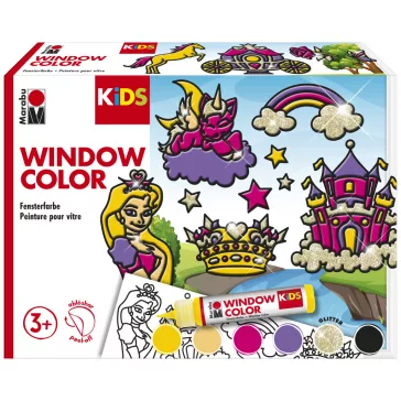   Marabu KiDS Window Color üvegmatrica festék szett - "Hercegnő", 6 x 25 ml