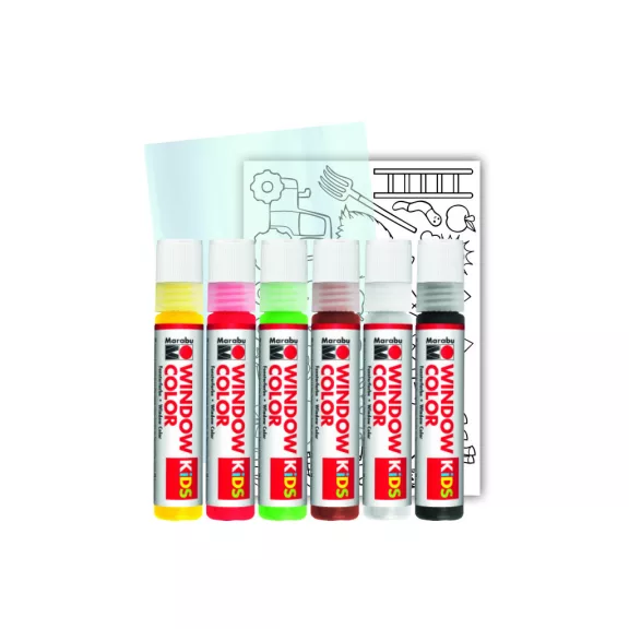 Marabu KiDS Window Color üvegmatrica festék szett - "Farm", 6 x 25ml