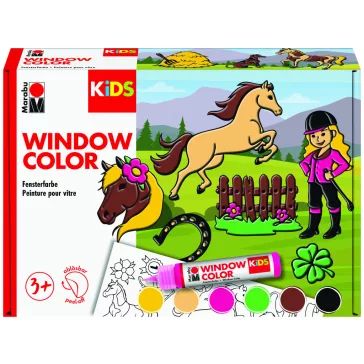   Marabu KiDS Window Color üvegmatrica festék szett - "Póni farm", 6 x 25ml