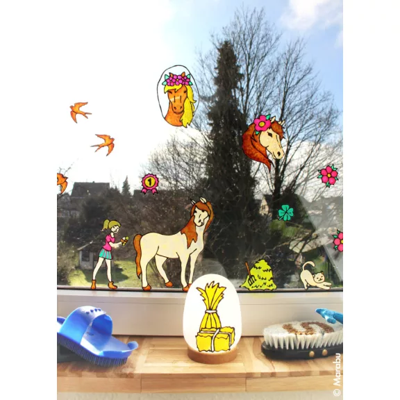Marabu KiDS Window Color üvegmatrica festék szett - "Póni farm", 6 x 25ml