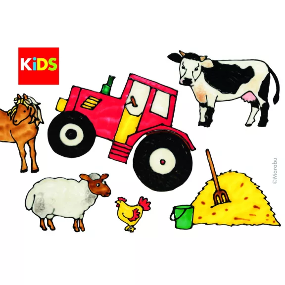 Marabu KiDS Window Color üvegmatrica festék szett - "Farmer", 6 x 80 ml