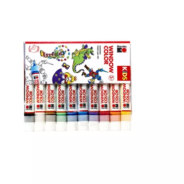   Marabu KiDS Window Color üvegmatrica festék válogatás - "Kedvenc Színek", 10 x 25 ml