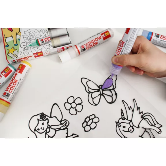 Marabu KiDS Window Color üvegmatrica festék szett - "Glitter Fairy", 10 x 25ml
