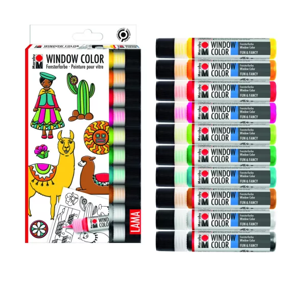 Marabu Window Color üvegmatrica festék szett - "Láma", 10 x 25 ml