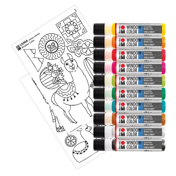 Marabu Window Color üvegmatrica festék szett - "Láma", 10 x 25 ml