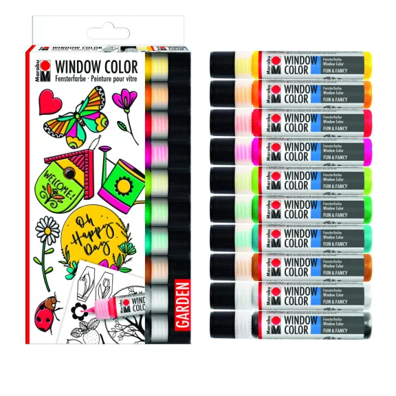 Marabu Window Color üvegmatrica festék szett - "Kert", 10 x 25 ml