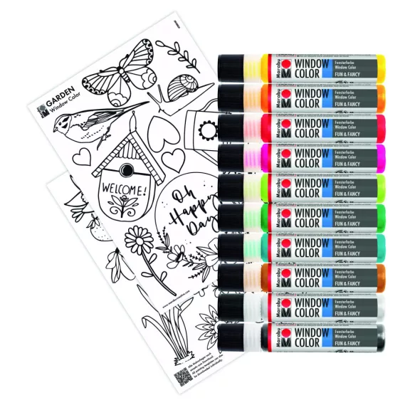 Marabu Window Color üvegmatrica festék szett - "Kert", 10 x 25 ml