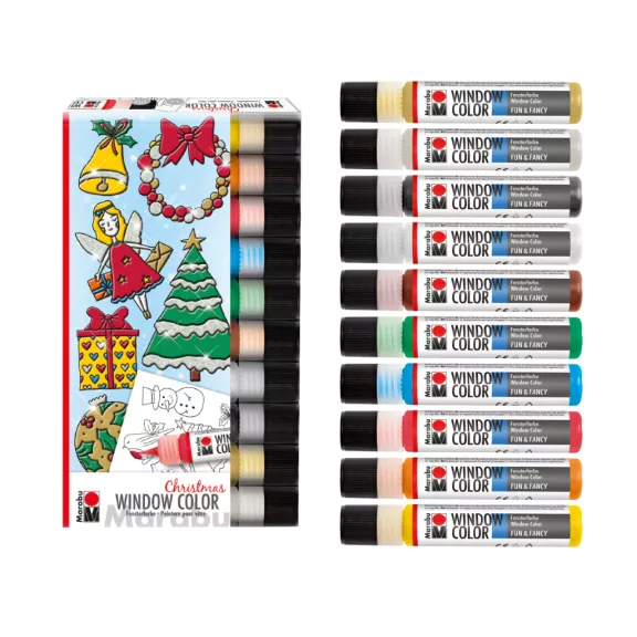 Marabu Window Color üvegmatrica festék szett - "Karácsony", 10 x 25 ml