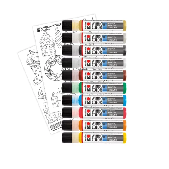 Marabu Window Color üvegmatrica festék szett - "Karácsony", 10 x 25 ml