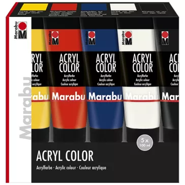   Marabu Acryl Color válogatás - "Basic", 5 x 100 ml