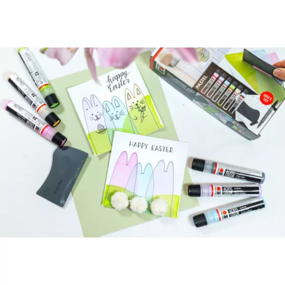 Marabu Acryl Color akrilfesték szett simítóval - 6x25 ml pasztell színek
