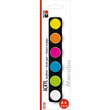 Marabu akrilfesték szett - neon színek, 6 x 3,5 ml
