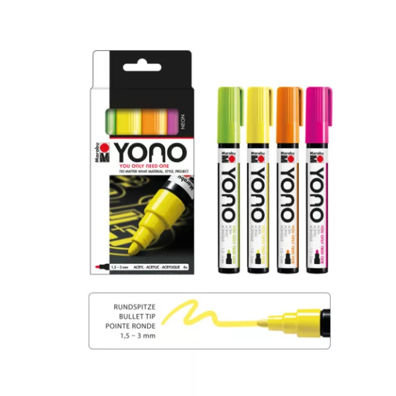 Marabu YONO Marker akrilfilc szett - NEON, 4 x 1,5-3 mm