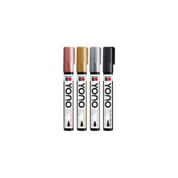 Marabu YONO Marker akrilfilc szett - METAL, 4 x 1,5-3 mm