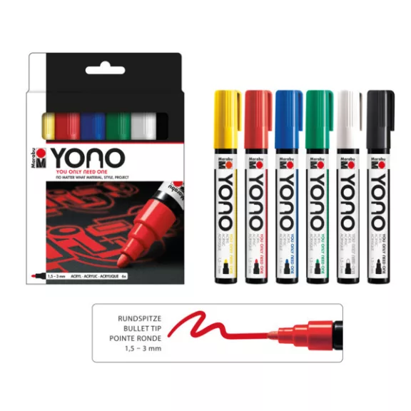 Marabu YONO Marker akrilfilc szett - 6 x1,5-3 mm