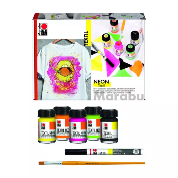 Marabu Textil Neon textilfesték szett - 4 x 15 ml