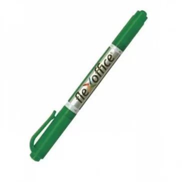 FLEXOFFICE alkoholos marker, 0,4/1,0 mm, kétvégű - zöld