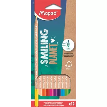   MAPED Smiling Planet színes ceruza készlet, háromszögletű - 12 db-os