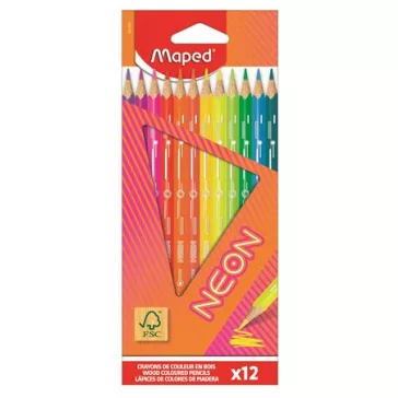   MAPED Neon színes ceruza készlet, háromszögletű - 12 db-os