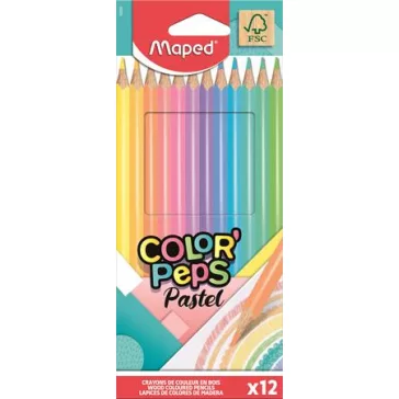   MAPED Color Peps Pastel színes ceruza készlet, háromszögletű - 12 db-os, pasztell szín