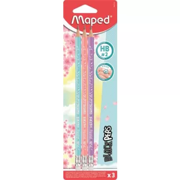   MAPED Black Peps Pastel grafitceruza radírral, háromszögletű - 1 db, HB, vegyes pasztell színek