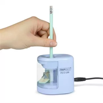 RAPESCO hegyező, kétlyukú, USB töltővel - kék