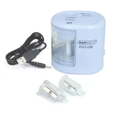 RAPESCO hegyező, kétlyukú, USB töltővel - kék