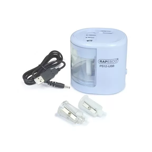 RAPESCO hegyező, kétlyukú, USB töltővel - kék