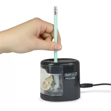 RAPESCO hegyező, kétlyukú, USB töltővel - fekete