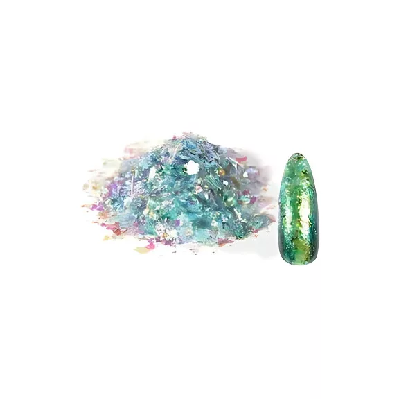 Let's Resin kaméleon effekt pehely - lime-kék, Luxury Edition