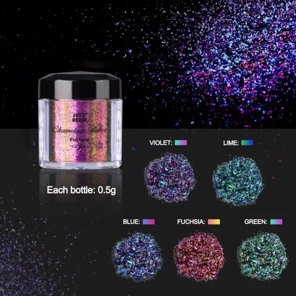 Let's Resin kaméleon effekt csillám szett - 5 x 0,5 g, lilás árnyalatban