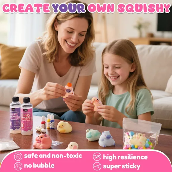 Let's Resin Squishy kezdő készlet - 4 cuki állatfigurával, 800 ml