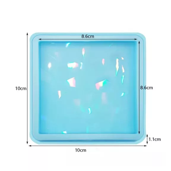 Szilikon öntőforma - hologramos alátét, négyzet