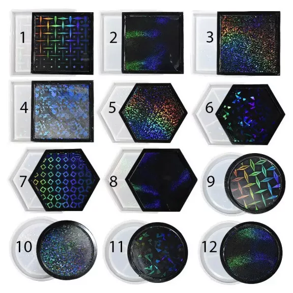 Szilikon öntőforma - hologramos alátét, négyzet 1.