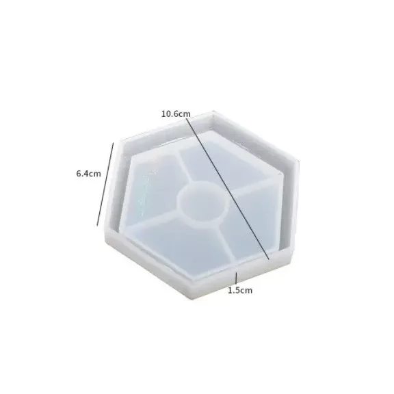 Szilikon öntőforma - hologramos alátét, hatszög 4.