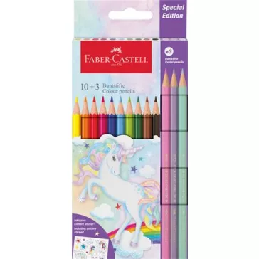   FABER-CASTELL színes ceruza készlet, hatszögletű - 10+3 db-os, unikornis