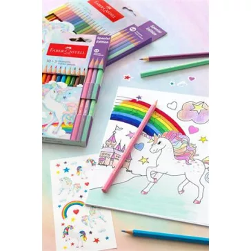   FABER-CASTELL színes ceruza készlet, hatszögletű - 10+3 db-os, unikornis