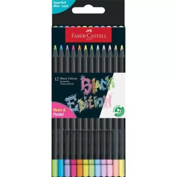   FABER-CASTELL Black Edition színes ceruza készlet, háromszögletű - 12 db-os