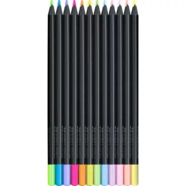   FABER-CASTELL Black Edition színes ceruza készlet, háromszögletű - 12 db-os