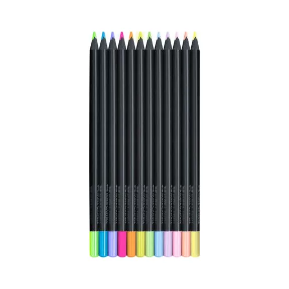 FABER-CASTELL Black Edition színes ceruza készlet, háromszögletű - 12 db-os