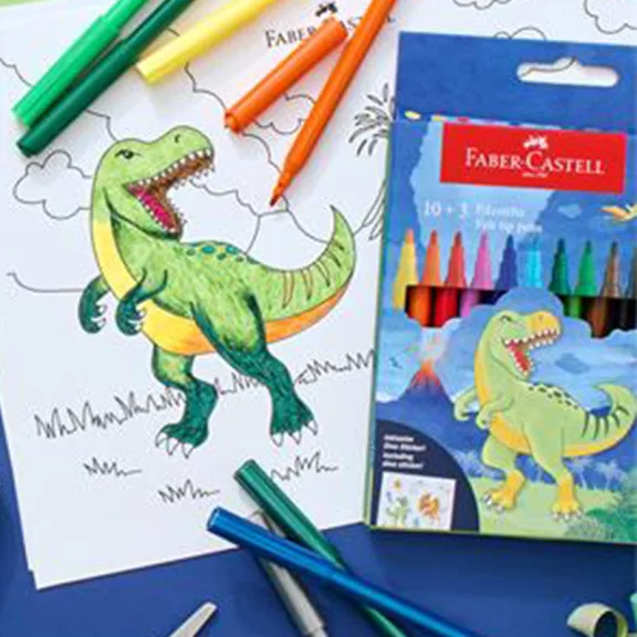 FABER-CASTELL Dinoszaurusz filctoll készlet, 1 mm - 10 + 3 db metál